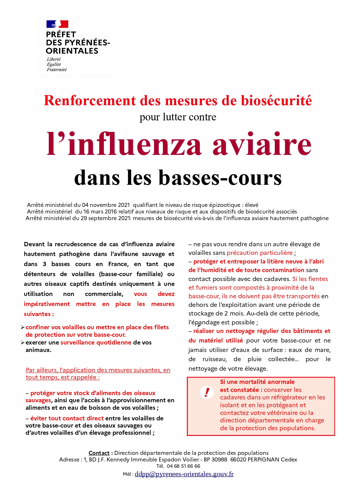 Lutte contre Influenza aviaire Basses cours page